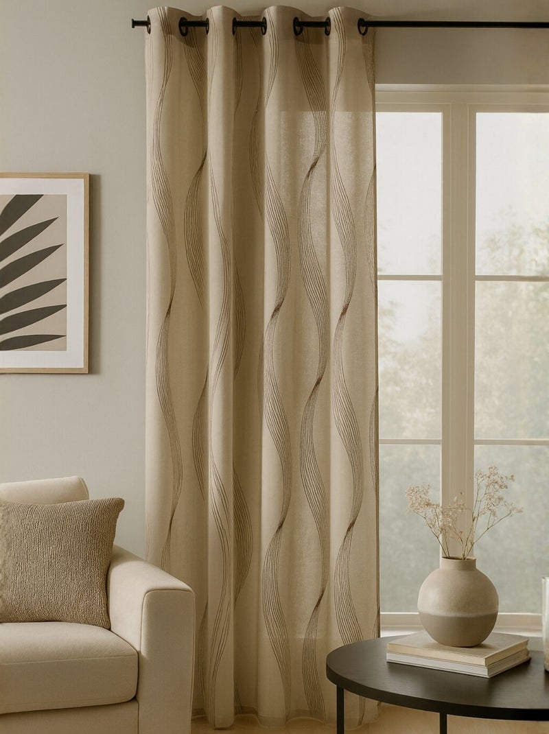 Voile metallizzato a righe ondulate Beige - Kiabi