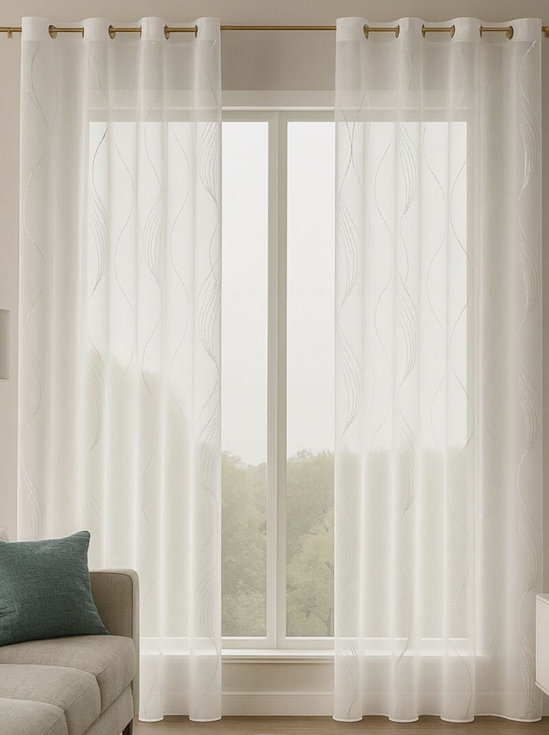 Voile metallizzato a righe ondulate Bianco - Kiabi