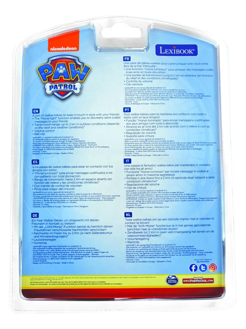 walkie-talkie digitale di Paw Patrol fino a 2 km/1,3 miglia con funzione di luce Morse N/D - Kiabi