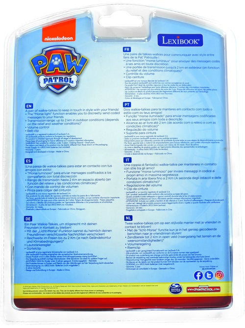 walkie-talkie digitale di Paw Patrol fino a 2 km/1,3 miglia con funzione di luce Morse - Kiabi walkie-talkie digitale di Paw Patrol fino a 2 km/1,3 miglia con funzione di luce Morse - Kiabi