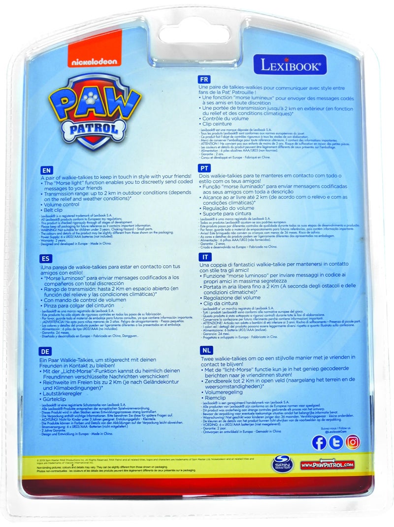 Walkie-talkie digitale di paw patrol fino a 2 km/1,3 miglia con funzione di luce morse N/D - Kiabi