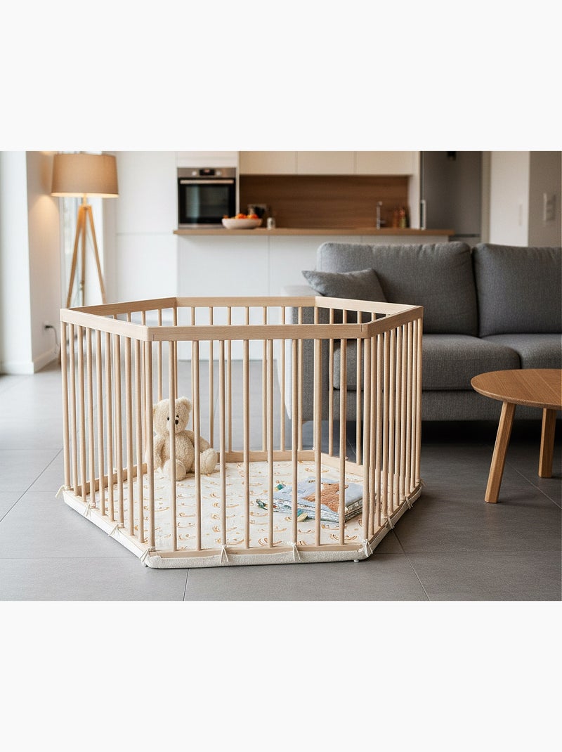 WEBABY - ALVEO Box per bambini in legno esagonale - 125 x 109 x 65 cm Beige - Kiabi
