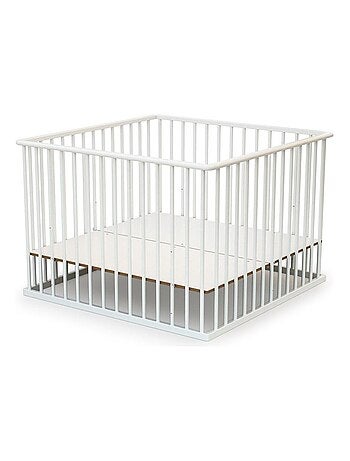 WEBABY - Box bambini legno CUBO - Bianco - 100 x 100 cm