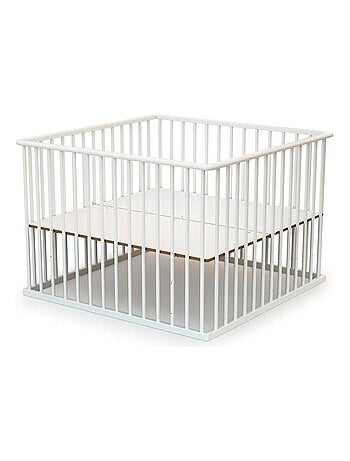 WEBABY - Box bambini legno CUBO - Bianco - 100 x 100 cm