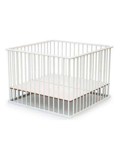 WEBABY - Box bambini legno CUBO - Bianco - 100 x 100 cm - Kiabi