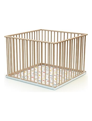 WEBABY - Box bambini legno CUBO - Faggio natural - 100 x 100 cm