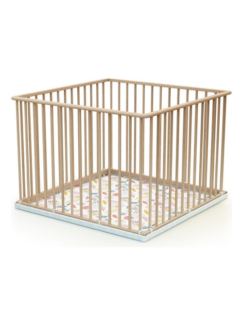 WEBABY - Box bambini legno CUBO - Faggio natural - 100 x 100 cm - Kiabi