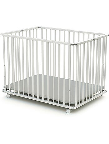 WEBABY - Box bambini pieghevole legno con ruote CALI - Faggio natural - 100 x 100 cm