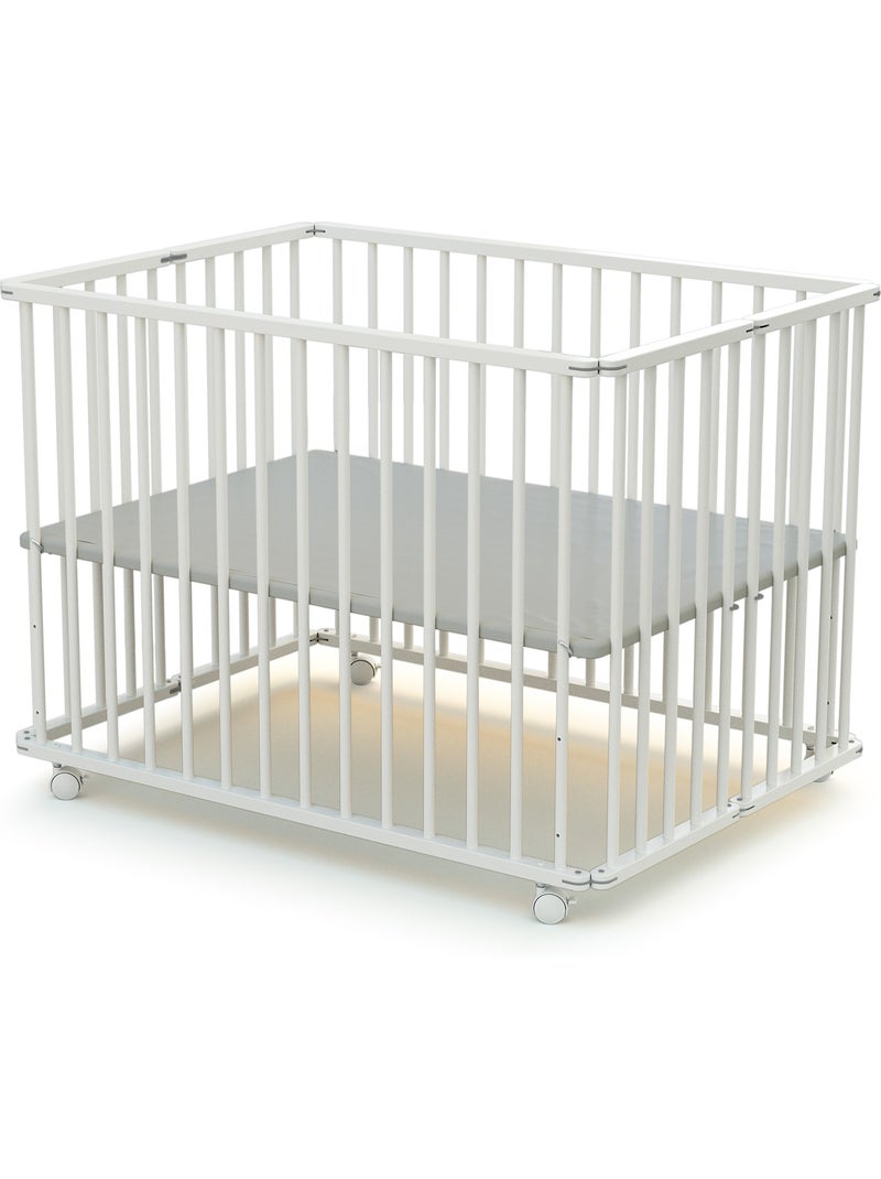 WEBABY - Box bambini pieghevole legno con ruote  CALI - Bianco - 70 x 100 cm Bianco - Kiabi