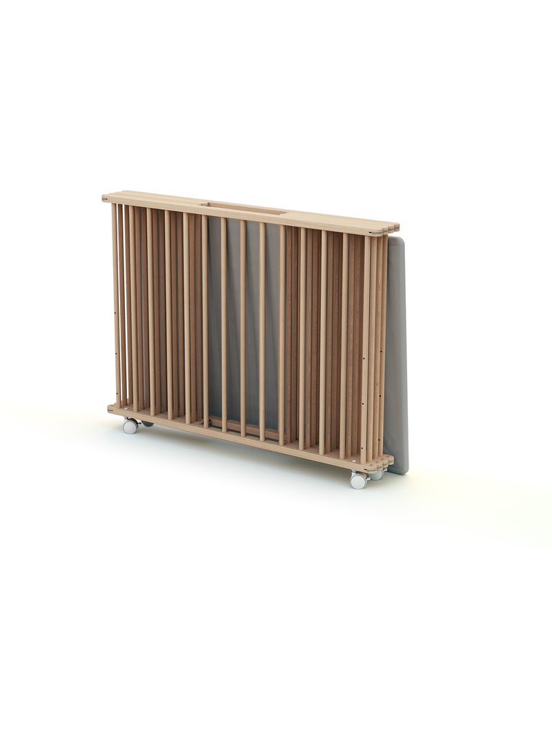WEBABY - Box bambini pieghevole legno con ruote CALI - Faggio natural - 100 x 100 cm Marrone nocciola - Kiabi