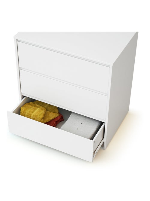 WEBABY - Cassettiera bambini 3 cassetti UNO legno - Bianco - 71 x 48 x 75,5 cm - Kiabi
