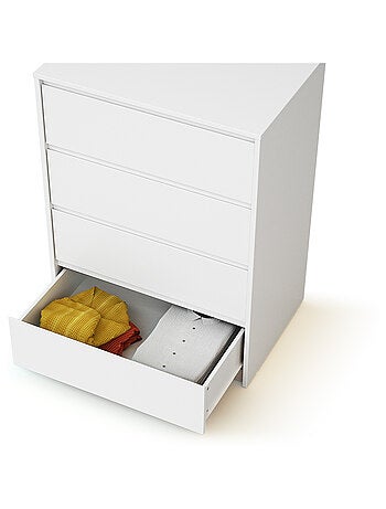 WEBABY - Cassettiera bambini 4 cassetti UNO legno - Bianco
