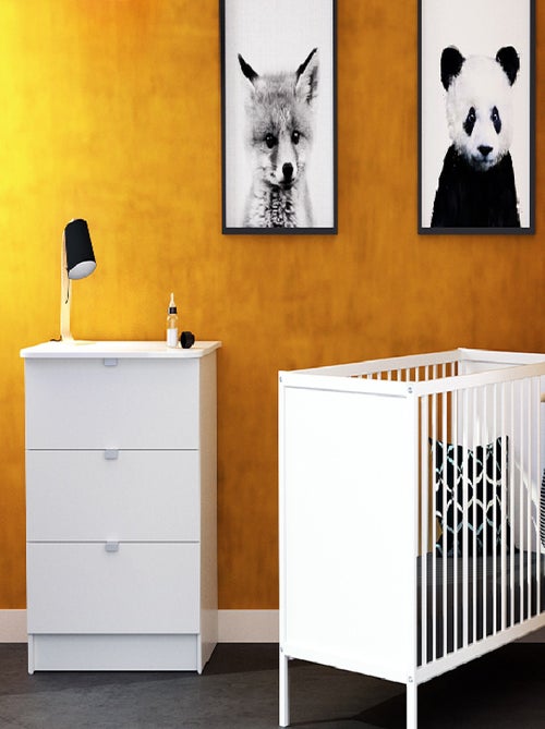 WEBABY - Cassettiera fasciatoio 3 cassetti legno - Bianco -79 x 65,5 x 92 cm ALBA - Kiabi