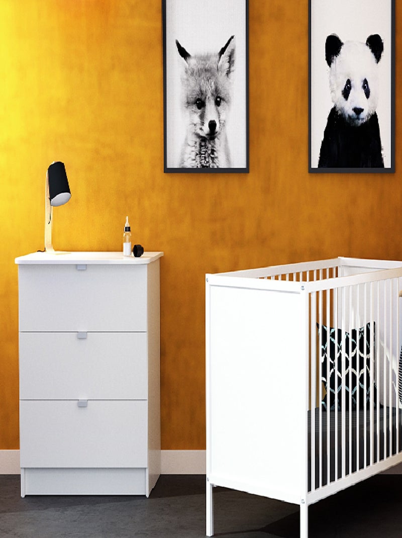 WEBABY - Cassettiera fasciatoio 3 cassetti legno - Bianco -79 x 65,5 x 92 cm ALBA Bianco - Kiabi