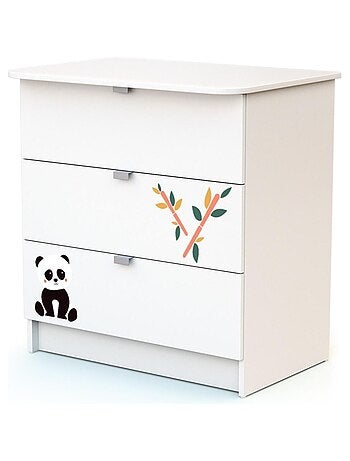 WEBABY - Cassettiera fasciatoio 3 cassetti legno - Bianco -79 x 65,5 x 92 cm ALBA