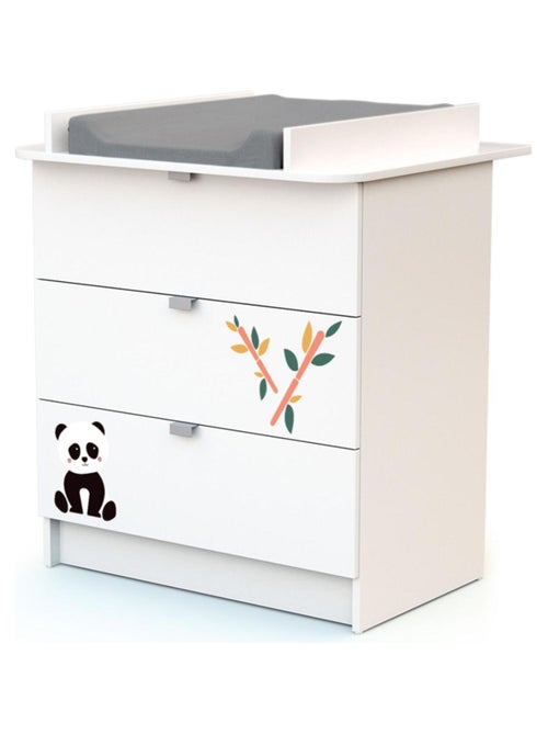 WEBABY - Cassettiera fasciatoio 3 cassetti legno Panda - Bianco - 79 x 65,5 x 92 cm ALBA - Kiabi