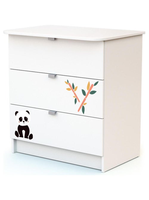 WEBABY - Cassettiera fasciatoio 3 cassetti legno Panda - Bianco - 79 x 65,5 x 92 cm ALBA - Kiabi
