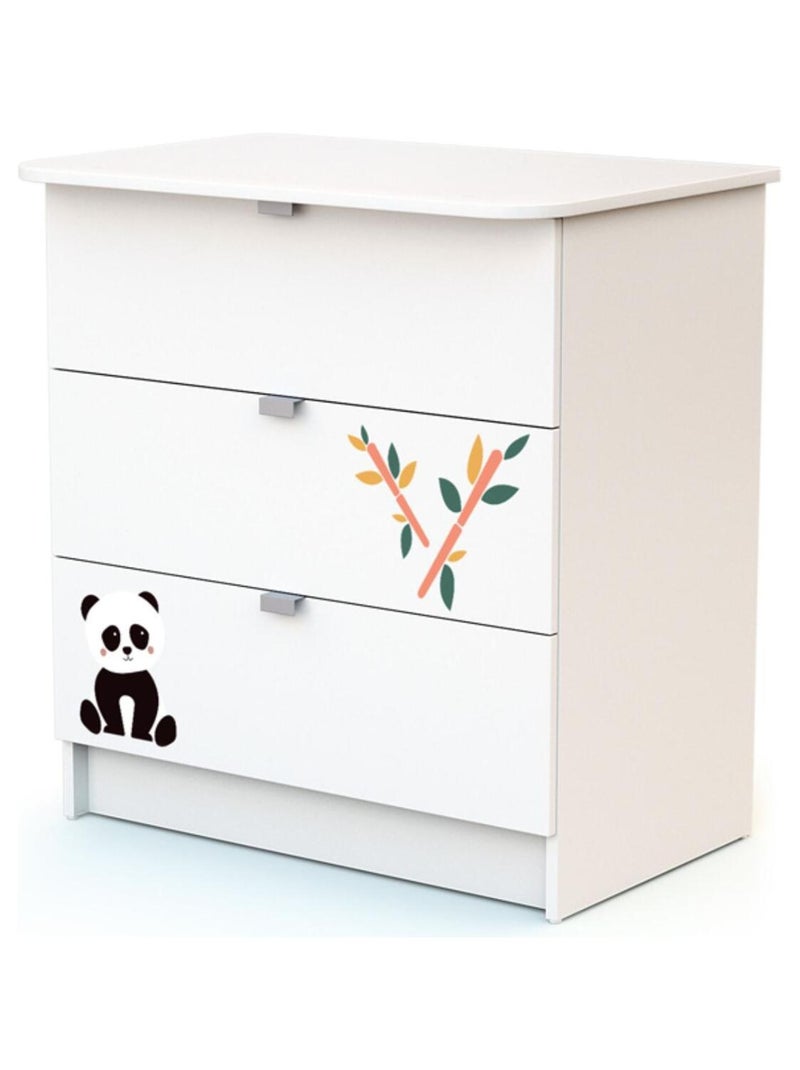 WEBABY - Cassettiera fasciatoio 3 cassetti legno Panda - Bianco - 79 x 65,5 x 92 cm ALBA Bianco Nero - Kiabi