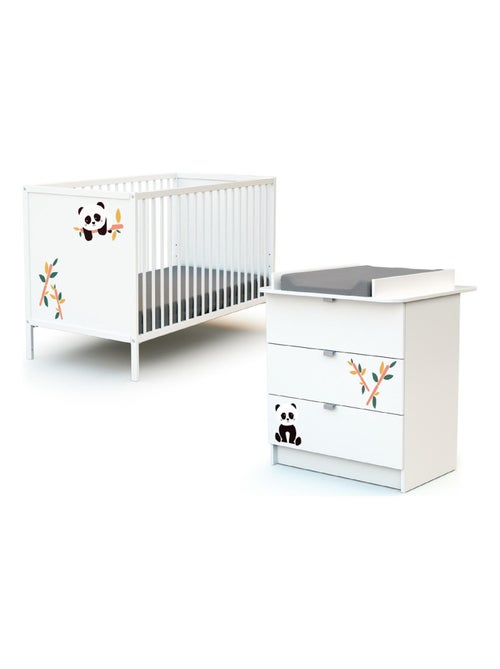 WEBABY - Cassettiera fasciatoio 3 cassetti legno Panda - Bianco - 79 x 65,5 x 92 cm ALBA - Kiabi