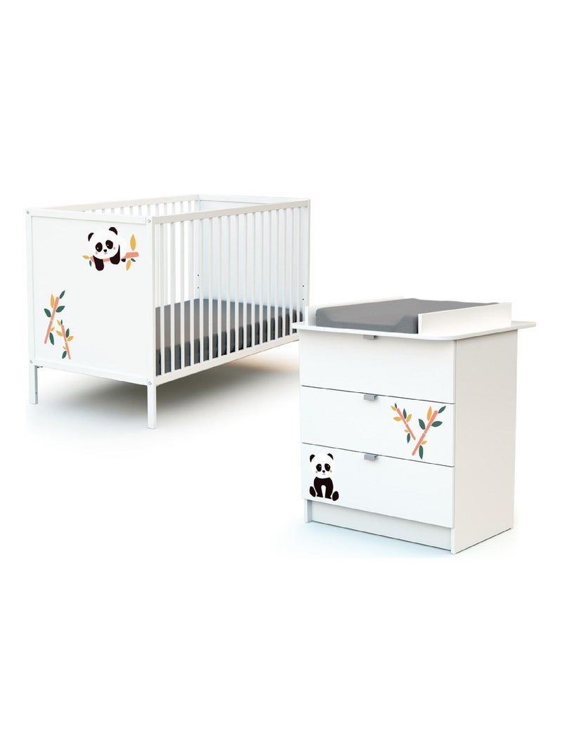 WEBABY - Cassettiera fasciatoio 3 cassetti legno Panda - Bianco - 79 x 65,5 x 92 cm ALBA Bianco Nero - Kiabi