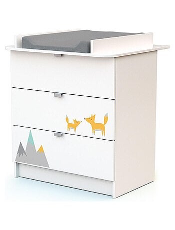 WEBABY - Cassettiera fasciatoio 3 cassetti legno - Bianco -79 x 65,5 x 92 cm ALBA