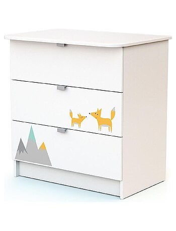 WEBABY - Cassettiera fasciatoio 3 cassetti legno - Bianco -79 x 65,5 x 92 cm ALBA