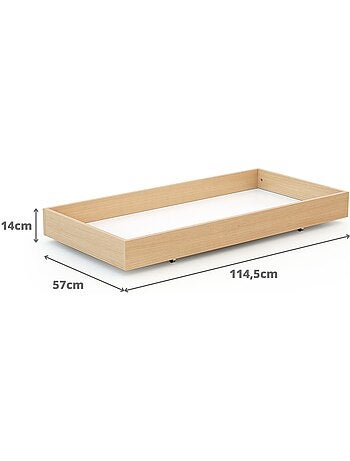 WEBABY - Cassetto per lettino bambini 60 x 120 cm ROLO - Faggio verni - 114,50 x 57 x 14 cm