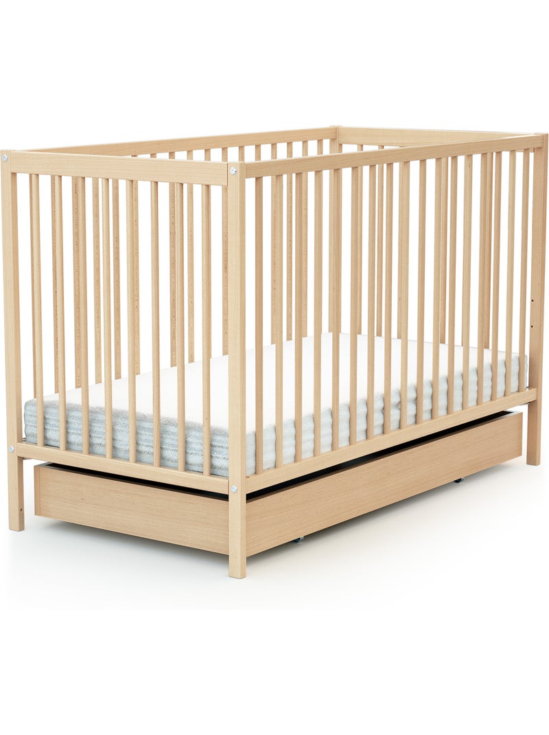 WEBABY - Cassetto per lettino bambini 60 x 120 cm ROLO - Faggio verni - 114,50 x 57 x 14 cm Beige chiaro - Kiabi