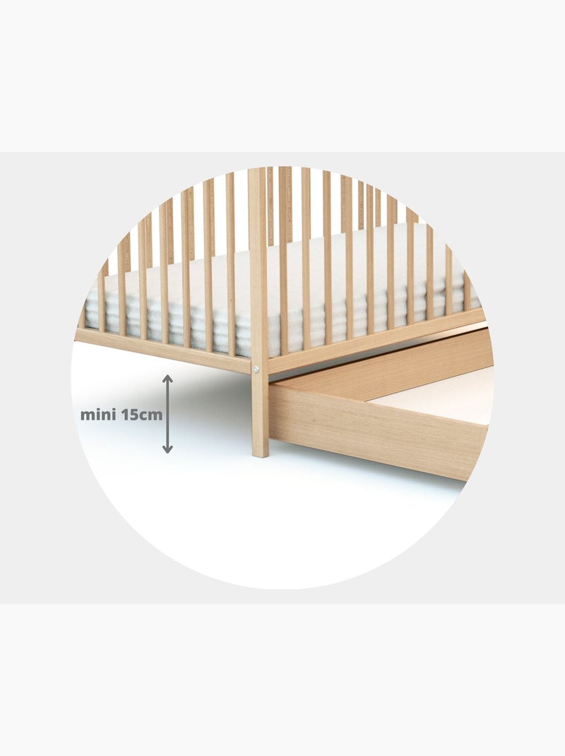 WEBABY - Cassetto per lettino bambini 60 x 120 cm ROLO - Faggio verni - 114,50 x 57 x 14 cm Beige chiaro - Kiabi