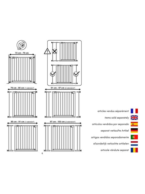 WEBABY - Estensione del cancelletto bambini in acciaio - Bianco - 79 x 3,5 x 76,5 cm MOBI - Kiabi