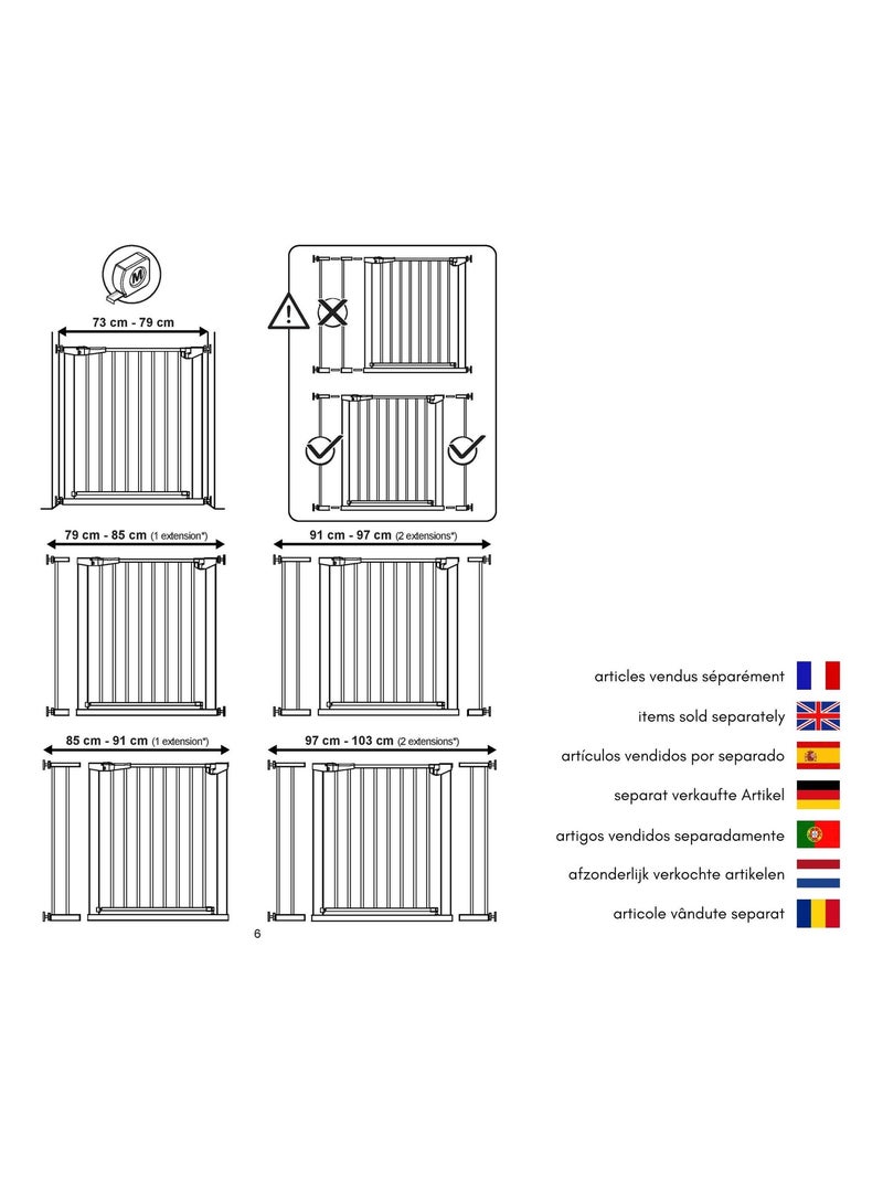 WEBABY - Estensione del cancelletto bambini in acciaio - Bianco - 79 x 3,5 x 76,5 cm MOBI Bianco - Kiabi
