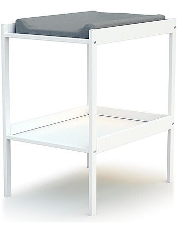 WEBABY - Fasciatoio 1 prateleira legno MILO - Bianco - 54 x 74 x 88 cm