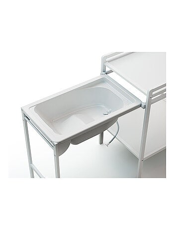 WEBABY - Fasciatoio con Vaschetta LILO legno - Bianco - 147,5 x 58 x 94 cm