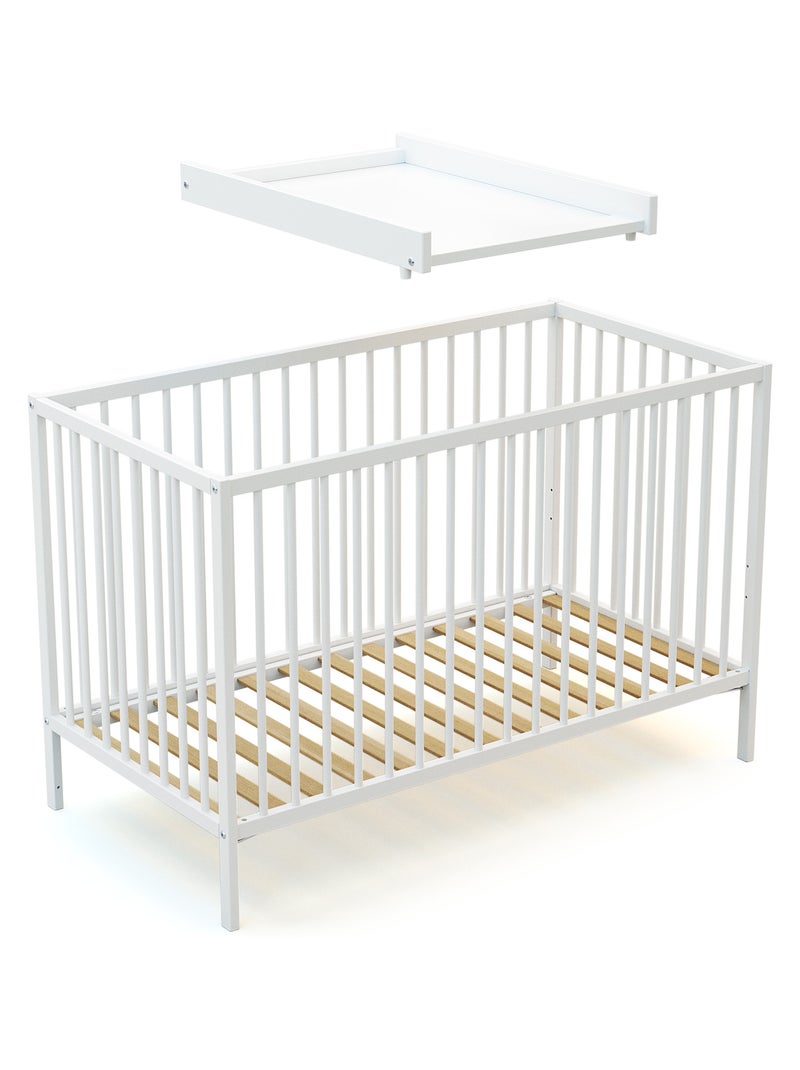 WEBABY - Fasciatoio estraibile per lettino 60x120 MONA legno - Bianco - 75 x 51,5 x 7 cm Bianco - Kiabi