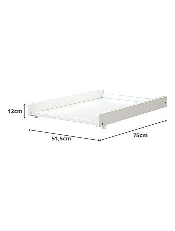 WEBABY - Fasciatoio estraibile per lettino 60x120 MONA legno - Bianco - 75 x 51,5 x 7 cm