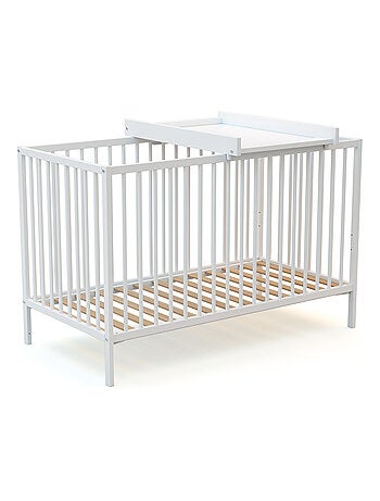 WEBABY - Fasciatoio estraibile per lettino 60x120 MONA legno - Bianco - 75 x 51,5 x 7 cm