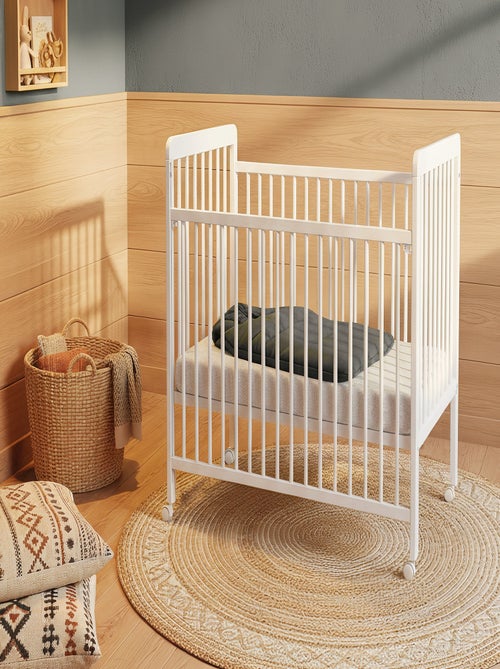 WEBABY - Lettino bambini con sponde regolabile LIVO legno - Bianco - 60 x 120 - 124 x 64 x 98 cm - Kiabi