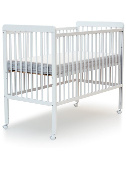 WEBABY - Lettino bambini con sponde regolabile LIVO legno - Bianco - 60 x 120 - 124 x 64 x 98 cm - Kiabi