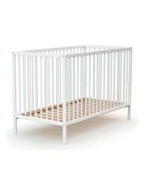 WEBABY - Lettino bambini e cassettiera fasciatoio legno MILO - Bianco - 60 x 120 - Kiabi