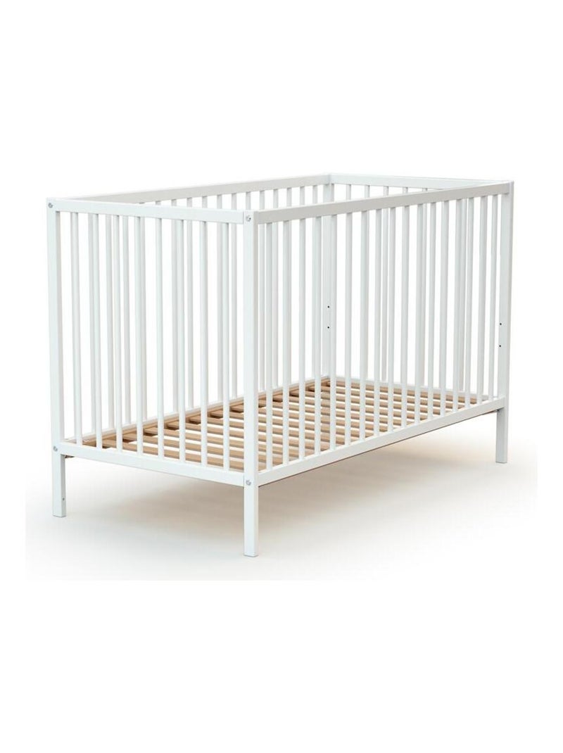 WEBABY - Lettino bambini e cassettiera fasciatoio legno MILO - Bianco - 60 x 120 Bianco - Kiabi