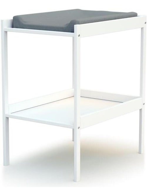 WEBABY - Lettino bambini e cassettiera fasciatoio legno MILO - Bianco - 60 x 120 - Kiabi