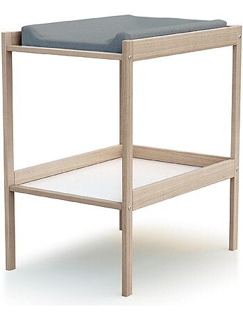 WEBABY - Lettino bambini e cassettiera fasciatoio legno MILO - Faggio natural - 60 x 120