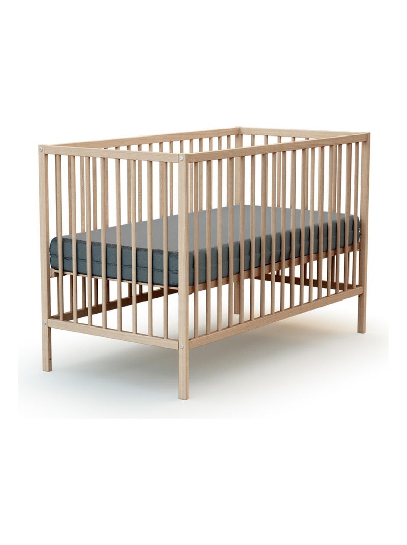 WEBABY - Lettino bambini e cassettiera fasciatoio legno MILO - Faggio natural - 60 x 120 Marrone nocciola - Kiabi