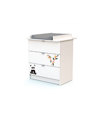 WEBABY - Lettino bambini e cassettiera fasciatoio legno ALBA - Bianco - 60 x 120