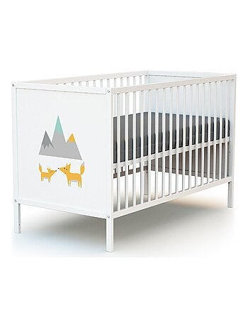 WEBABY - Lettino bambini e cassettiera fasciatoio legno ALBA - Bianco - 60 x 120