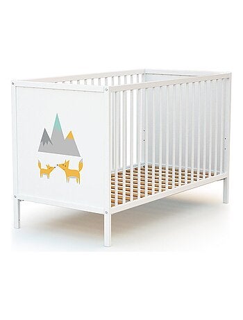 WEBABY - Lettino bambini e cassettiera fasciatoio legno ALBA - Bianco - 60 x 120