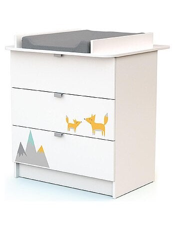 WEBABY - Lettino bambini e cassettiera fasciatoio legno ALBA - Bianco - 60 x 120