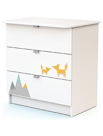 WEBABY - Lettino bambini e cassettiera fasciatoio legno ALBA - Bianco - 60 x 120