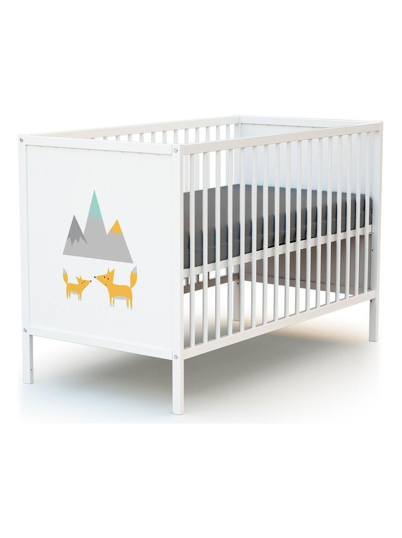 WEBABY - Lettino bambini e cassettiera fasciatoio RENARD legno ALBA - Bianco - 60 x 120 Bianco Arancio - Kiabi