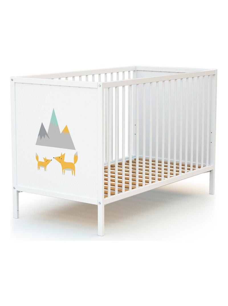 WEBABY - Lettino bambini e cassettiera fasciatoio RENARD legno ALBA - Bianco - 60 x 120 Bianco Arancio - Kiabi